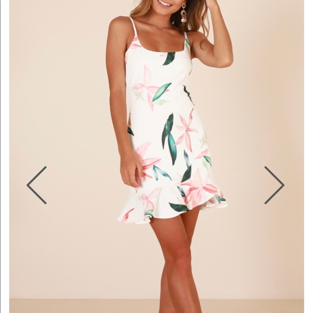 Showpo “Way out dress” in white floral